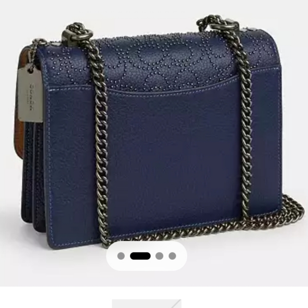 NWT COACH KLARE CROSSBODY SIGNATURE RIVET  TRUE NAVY STYLE CX260 SUEDE‎ LINING - Picture 2 of 16